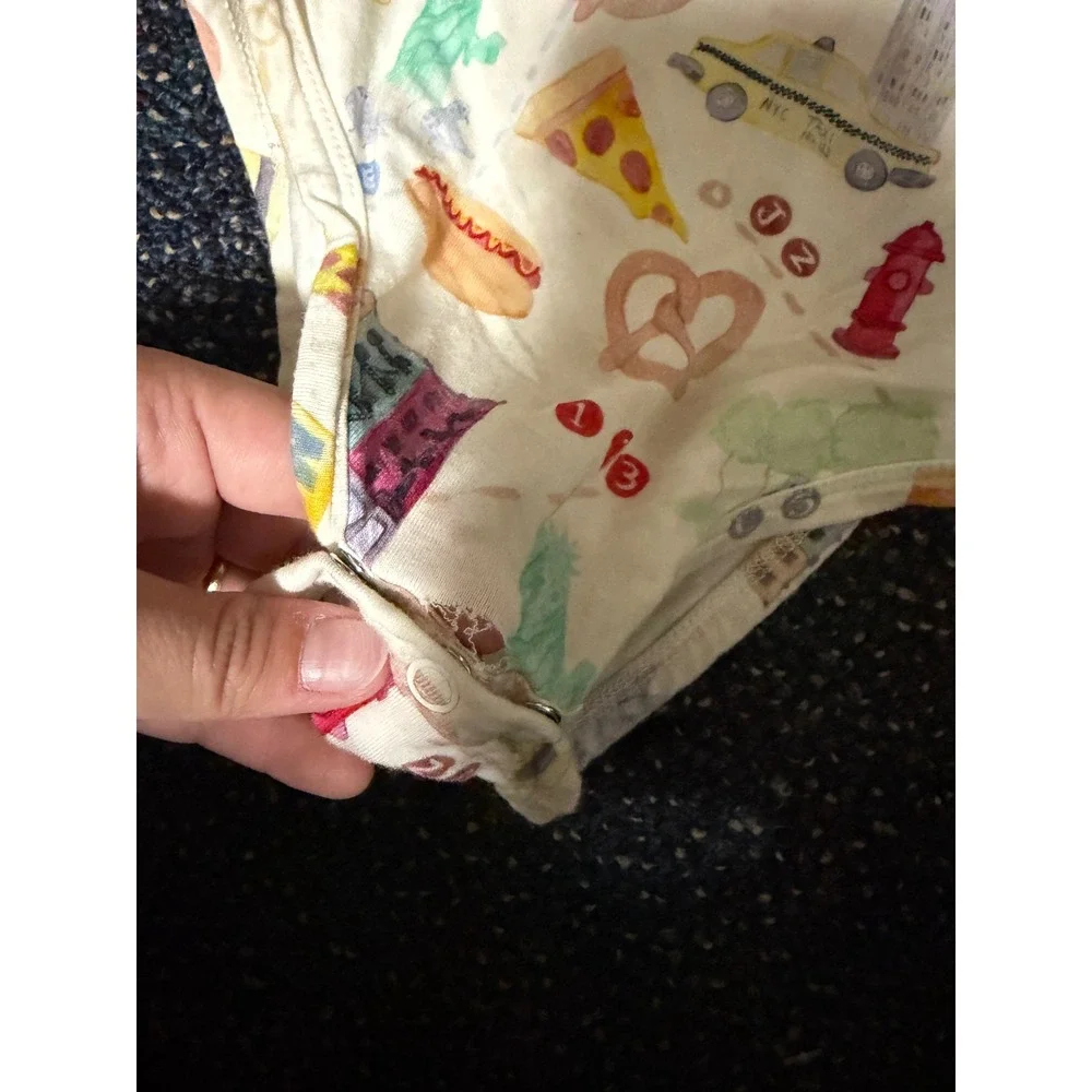 Posh Peanut 2T NYC Big Apple Bamboo Bodysuit Yellow Taxi Pizza Print